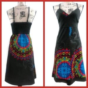 Colorful Empire A-Line Geometric Pattern Dress